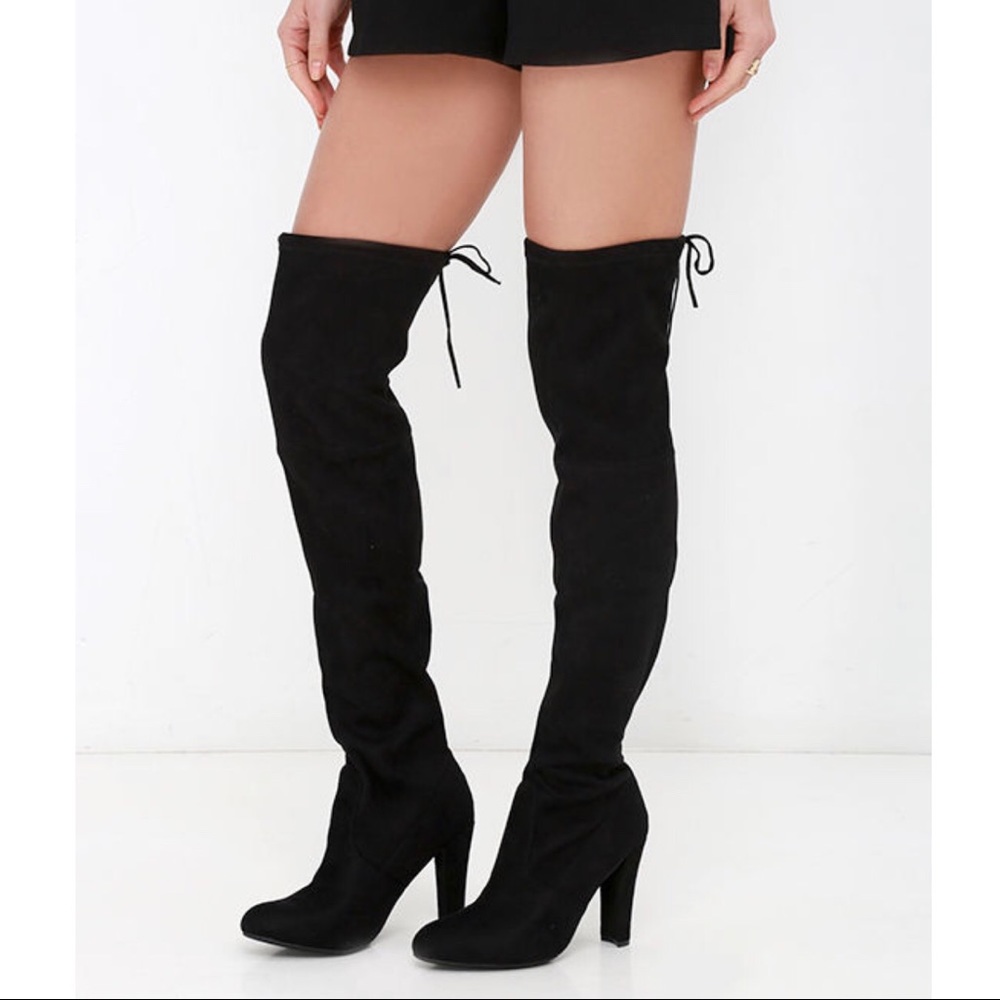 Steve Madden over the knee black suede boots